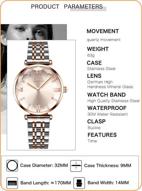 Civo *8059C* Ladies Top Luxury FULL Steel Quality Watch **Silver Dial **