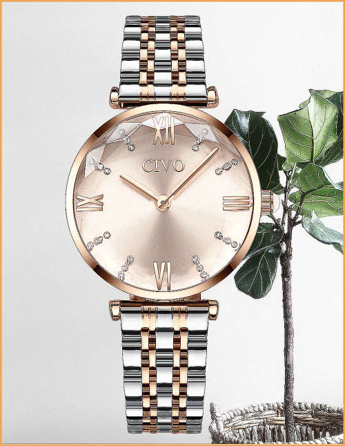 Civo *8059C* Ladies Top Luxury FULL Steel Quality Watch **Silver Dial **