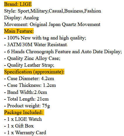 * FULL HOUSE*  LIGE 9810* Top Luxury * Leather Band *6 Hands* Chronograph Watch Men