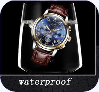 * FULL HOUSE*  LIGE 9810* Top Luxury * Leather Band *6 Hands* Chronograph Watch Men