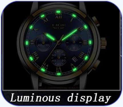 * FULL HOUSE*  LIGE 9810* Top Luxury * Leather Band *6 Hands* Chronograph Watch Men