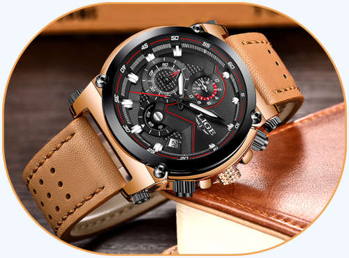 ** CLASSIC -  Relogio Masculion* DEEP DISH* LIGE 9856  Top Luxury *6 Hands* Chronograph Watch Men*