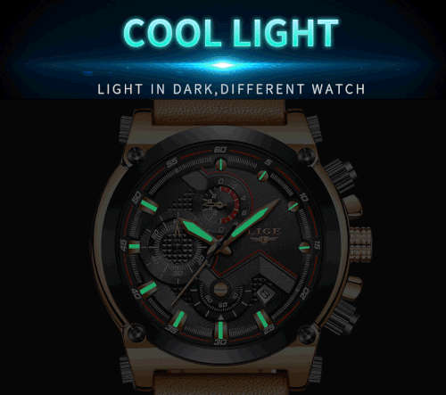 ** CLASSIC -  Relogio Masculion* DEEP DISH* LIGE 9856  Top Luxury *6 Hands* Chronograph Watch Men*