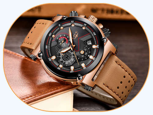 ** CLASSIC -  Relogio Masculion* DEEP DISH* LIGE 9856  Top Luxury *6 Hands* Chronograph Watch Men*