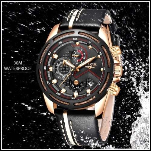 *LIGE 9882 Top Luxury *6 Hands* Chronograph Watch Men*FULL HOUSE