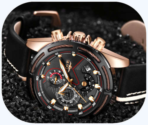 *LIGE 9882 Top Luxury *6 Hands* Chronograph Watch Men*FULL HOUSE