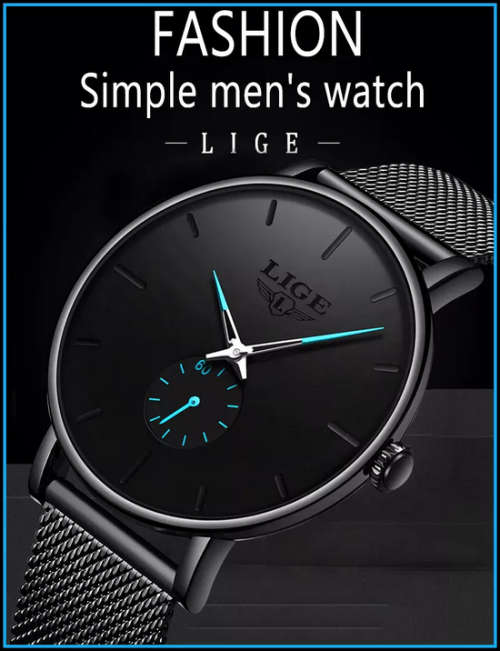 *LIGE 9915 Slimline Simple Watch Men Quartz Clock with Quality!* Will not Fade or Rust