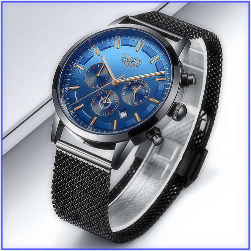 ** CLASSIC -  Relogio Masculion LIGE 9877-*Top Luxury All Steel *6 Hands* Chronograph Watch Men