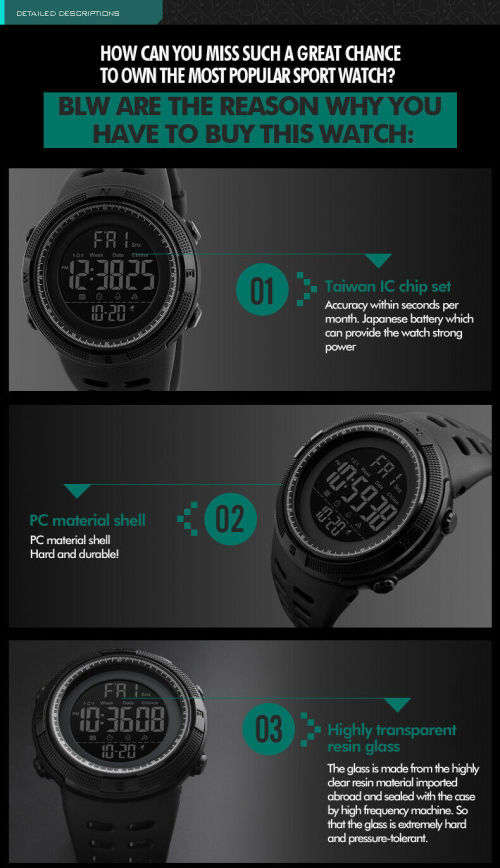 **SKMEI SPORT 1251~ Multifunction Black Sport watch with Brand Box ~