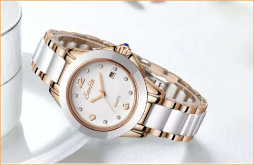 * Magnifisant* Sunkta * Lady Georgeos Steel Ceramic Band Bracelet Luxury Watch*