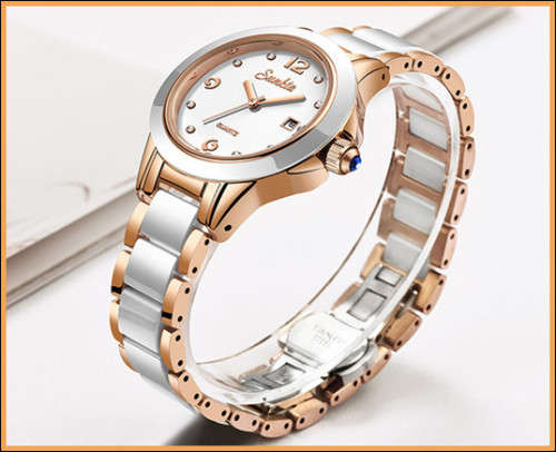 * Magnifisant* Sunkta * Lady Georgeos Steel Ceramic Band Bracelet Luxury Watch*