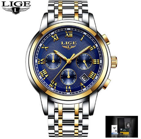 $85 **Refined* CLASSIC -Quality Built LIGE 9849 Top Luxury FULL Steel *6 Hands* Chronograph Watch