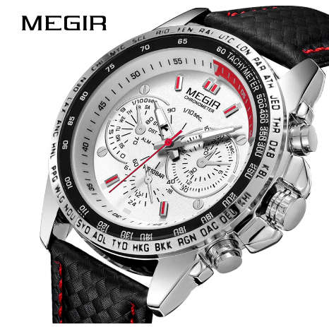 FREE SHIPPING* Megir Brand~M1010~*Analog* Dial Leather Strap Military Watches ~2 OPTIONS