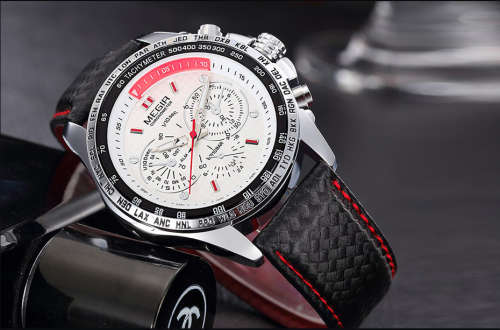 FREE SHIPPING* Megir Brand~M1010~*Analog* Dial Leather Strap Military Watches ~2 OPTIONS