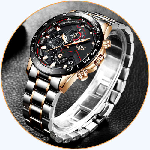 CLASSIC - Business Men LIGE 9982  Luxury * FULL* Steel *6 Hands* Chronograph Watch Men- FULL HOUSE*