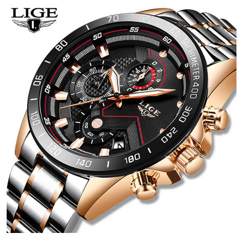 CLASSIC - Business Men LIGE 9982  Luxury * FULL* Steel *6 Hands* Chronograph Watch Men- FULL HOUSE*