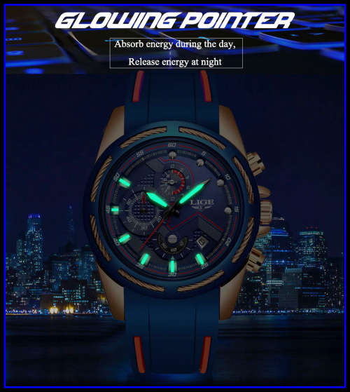 ** -SPORT*  LIGE 9957-* Luxury Visual Impact *6 Hands* Chronograph Watch Men