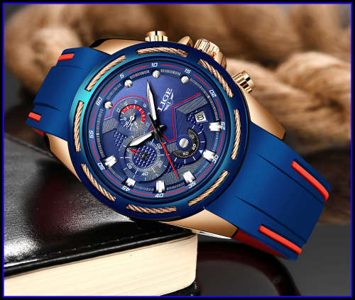 ** -SPORT*  LIGE 9957-* Luxury Visual Impact *6 Hands* Chronograph Watch Men