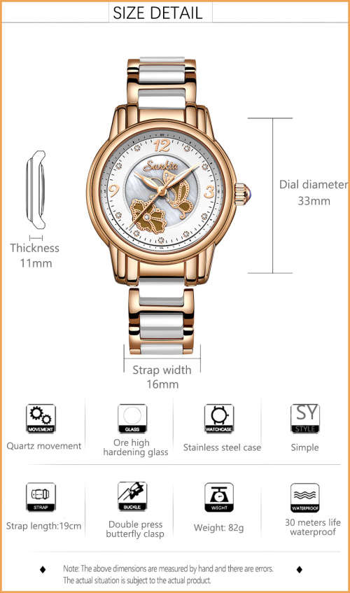 * Magnifisant* Sunkta * Lady Georgeos Steel Ceramic Band Bracelet Luxury Watch*WHITE