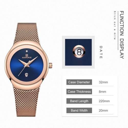 * Magnifisant* Naviforce* Lady Georgeos Steel  Bracelet Luxury Watch*