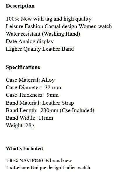 * Magnifisant* Naviforce* Lady Georgeos  Luxury Watch*