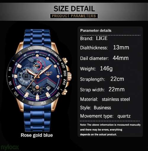 CLASSIC - Business Men LIGE 9982  Luxury * FULL* Steel *6 Hands* Chronograph Watch Men- FULL HOUSE*