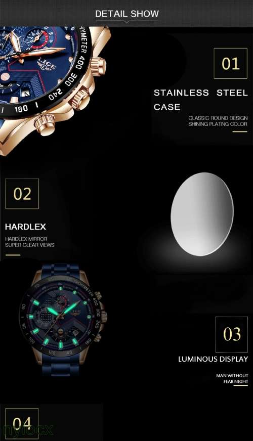 CLASSIC - Business Men LIGE 9982  Luxury * FULL* Steel *6 Hands* Chronograph Watch Men- FULL HOUSE*