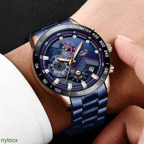 CLASSIC - Business Men LIGE 9982  Luxury * FULL* Steel *6 Hands* Chronograph Watch Men- FULL HOUSE*