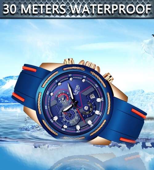 ** -SPORT*  LIGE 9957-* Luxury Visual Impact *6 Hands* Chronograph Watch Men