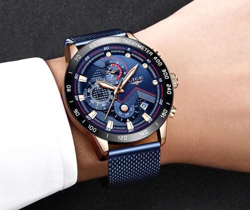 LIGE 9929 Sports Watch Black or Blue