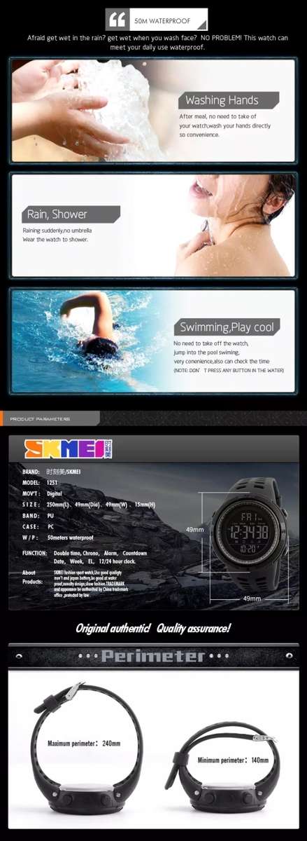 **SKMEI SPORT 1251~ Multifunction Black Sport watch with Brand Box ~FREE SHIPPING~