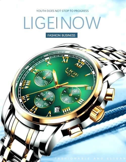 ** CLASSIC -  Relogio Masculion LIGE 9810*  Luxury * FULL* Steel *6 Hands* Chronograph Watch Men