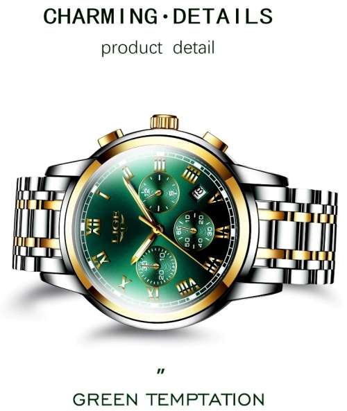 ** CLASSIC -  Relogio Masculion LIGE 9810*  Luxury * FULL* Steel *6 Hands* Chronograph Watch Men