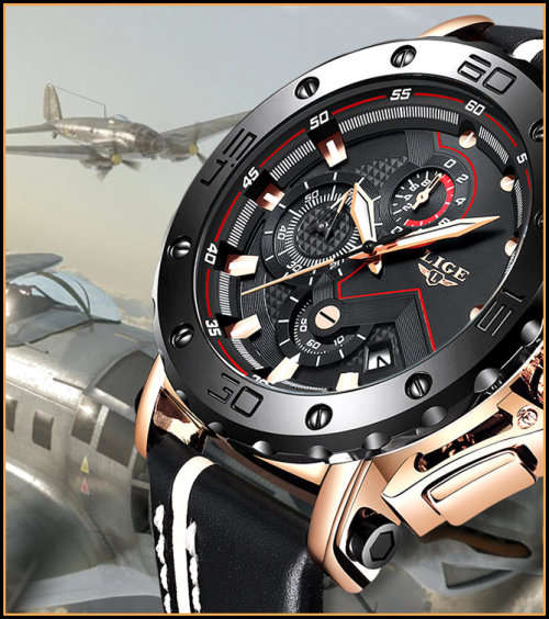 ** $89**  Relogio Masculion* DEEP DISH* LIGE 9899 Top Luxury *6 Hands* Chronograph Watch Men*