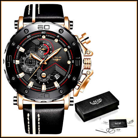 ** $89**  Relogio Masculion* DEEP DISH* LIGE 9899 Top Luxury *6 Hands* Chronograph Watch Men*