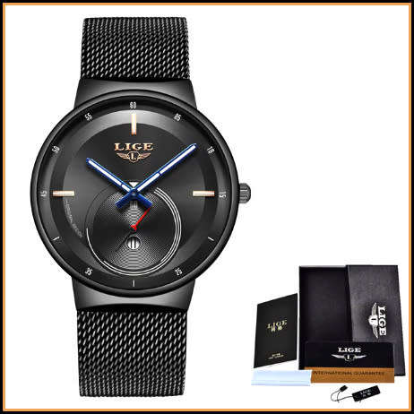 LIGE 9993 Slimline  Quartz Clock with Quality!* Will not Fade, Rust=YOUR BID IS FOR BLACK*