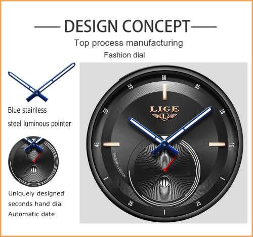 LIGE 9993 Slimline  Quartz Clock with Quality!* Will not Fade, Rust=YOUR BID IS FOR BLUE*