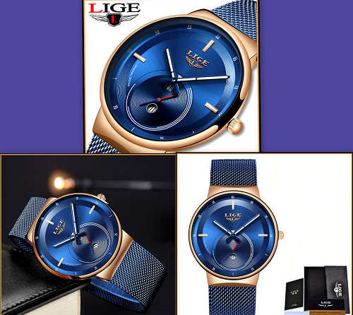 LIGE 9993 Slimline  Quartz Clock with Quality!* Will not Fade, Rust=YOUR BID IS FOR BLUE*