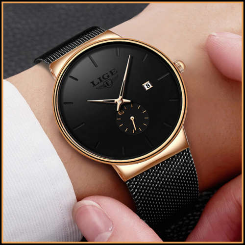 *LIGE 9969 Slimline Simple Watch Quartz Clock with Quality!* Will not Fade or Rust