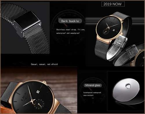 *LIGE 9969 Slimline Simple Watch Quartz Clock with Quality!* Will not Fade or Rust