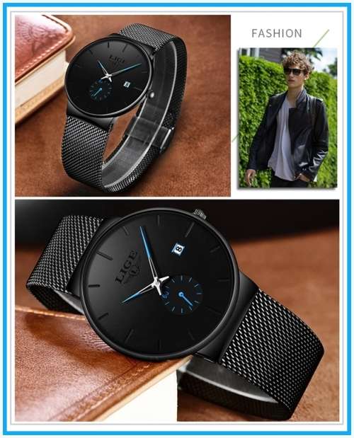 *LIGE 9969 Slimline Simple Watch Quartz Clock with Quality!* Will not Fade or Rust