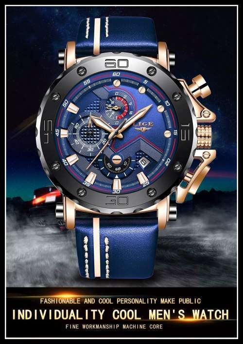 ** $89**  Relogio Masculion* DEEP DISH* LIGE 9899 Top Luxury *6 Hands* Chronograph Watch Men*