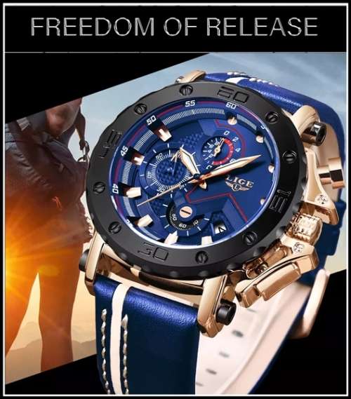 ** $89**  Relogio Masculion* DEEP DISH* LIGE 9899 Top Luxury *6 Hands* Chronograph Watch Men*