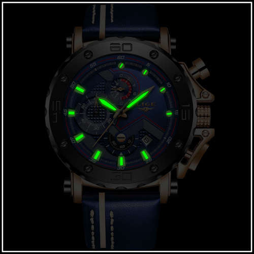 ** $89**  Relogio Masculion* DEEP DISH* LIGE 9899 Top Luxury *6 Hands* Chronograph Watch Men*