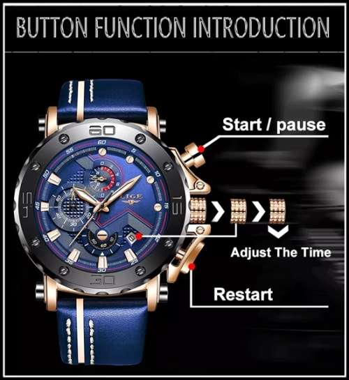 ** $89**  Relogio Masculion* DEEP DISH* LIGE 9899 Top Luxury *6 Hands* Chronograph Watch Men*