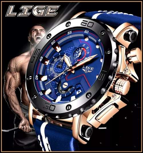 ** $89**  Relogio Masculion* DEEP DISH* LIGE 9899 Top Luxury *6 Hands* Chronograph Watch Men*