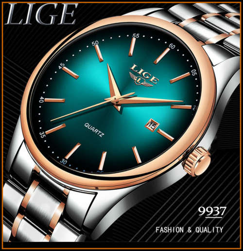 ** LIGE 9937-New Series Unique Men / WOMEN *COLOR BURST! Vision Sensation with Quality!*STEEL GREEN