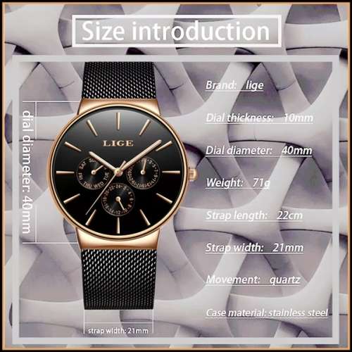 LIGE 9868 - MilanTop Brand Luxury Waterproof Ultra Thin Multifunction Watch