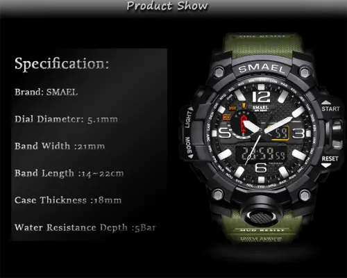 **SMAEL* SL-1545 * Multifunction Military Sport watch with Brand Box ~Big Dial (51mm )~