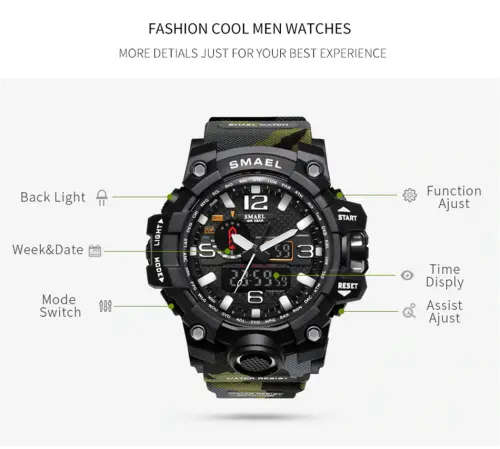 **SMAEL* SL-1545 * Multifunction Military Sport watch with Brand Box ~Big Dial (51mm )~